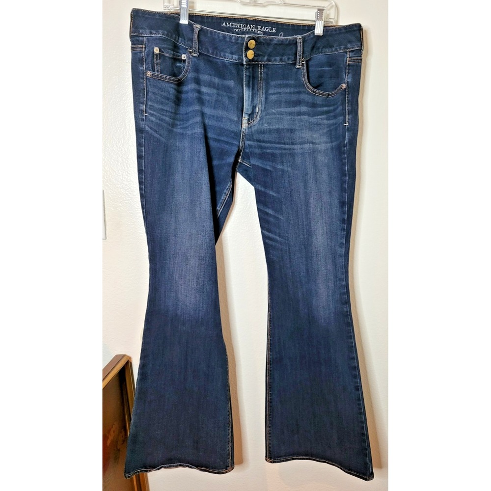 American Eagle Jeans Y2K Sz 16 Blue Low-Rise Artist Bootcut
